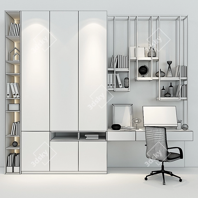 Modern Grey Cabinet - 071 3D model image 3