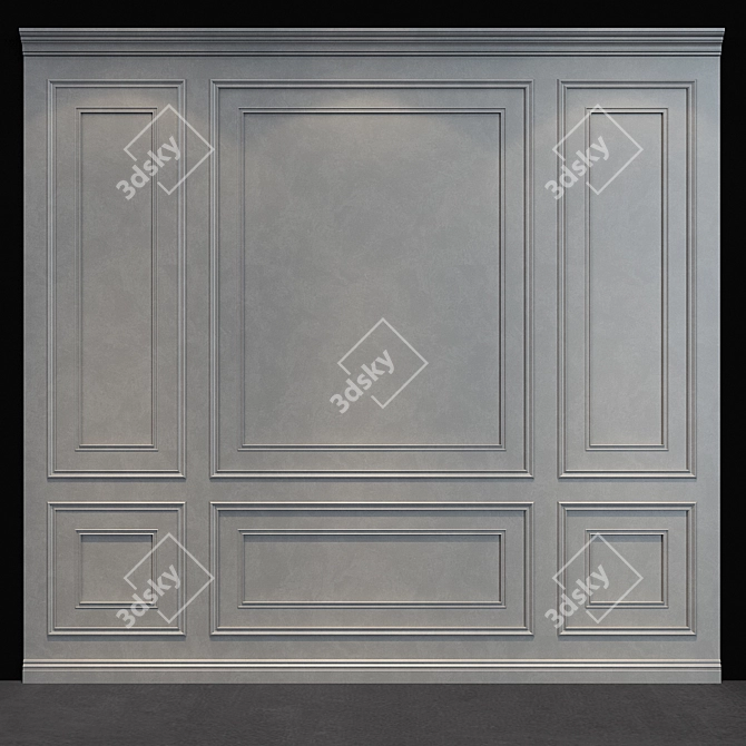 Sleek Metal Wall Panel 3D model image 1