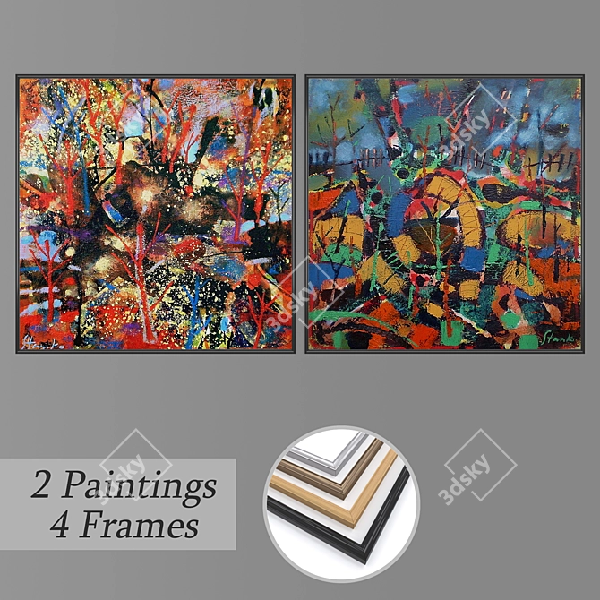 Modern Wall Art Set 3D model image 1