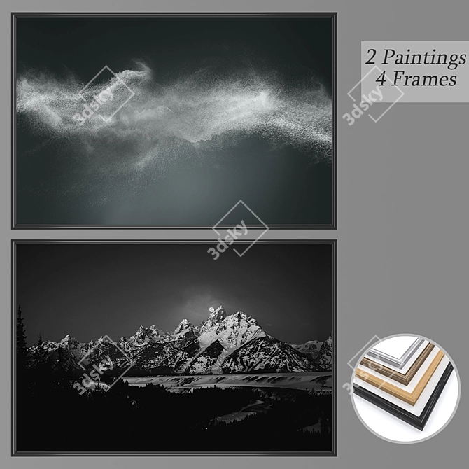 Elegant Wall Art Set with Multiple Frames 3D model image 1