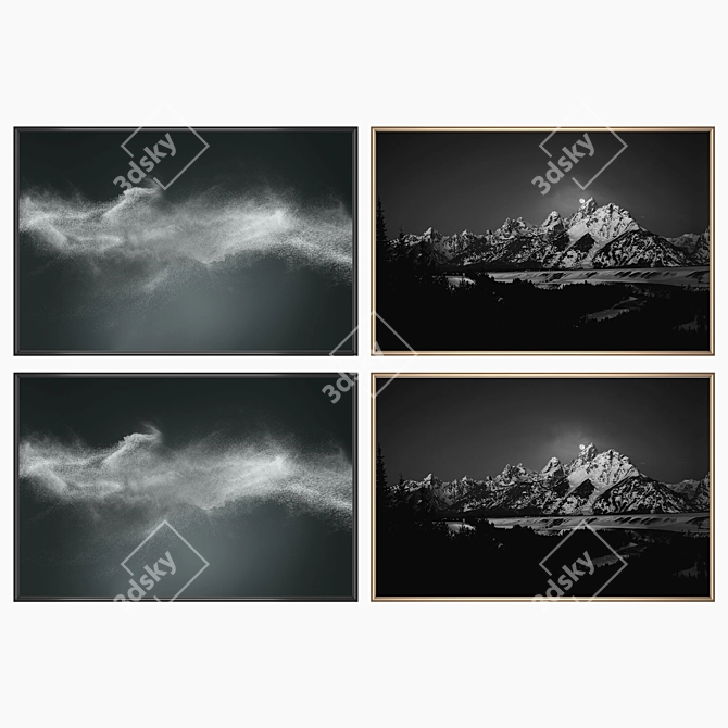 Elegant Wall Art Set with Multiple Frames 3D model image 2