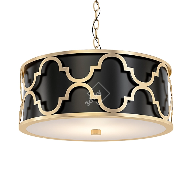 Elegant Black & Gold Pendant 3D model image 1