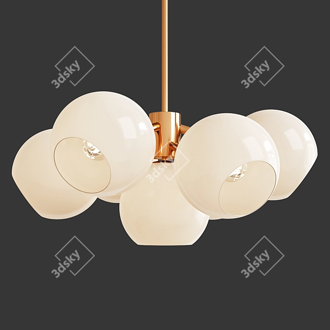 Milk Glass Staggered Chandelier 3D model image 1