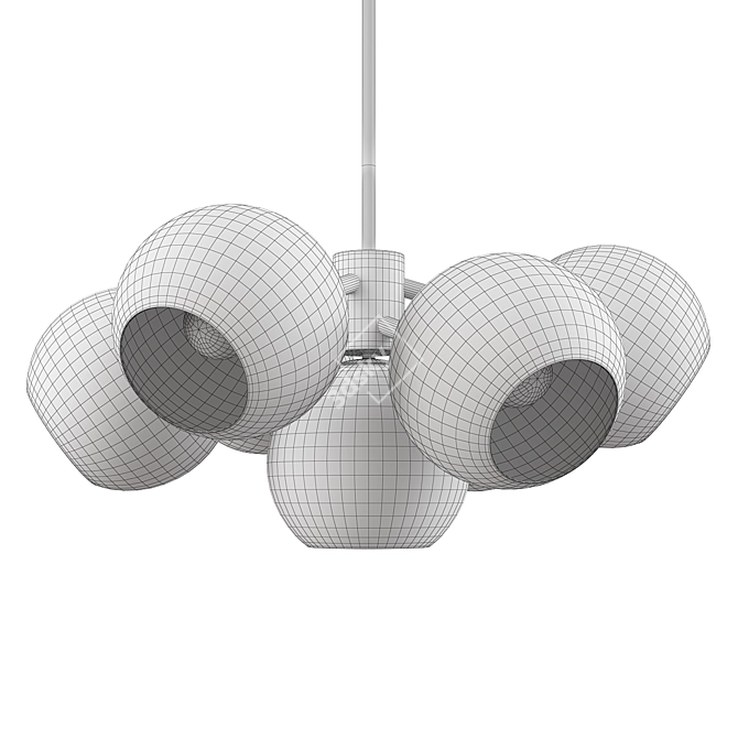 Milk Glass Staggered Chandelier 3D model image 2