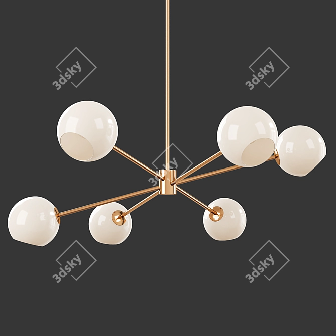 Milk Glass 6-Light Chandelier 3D model image 2