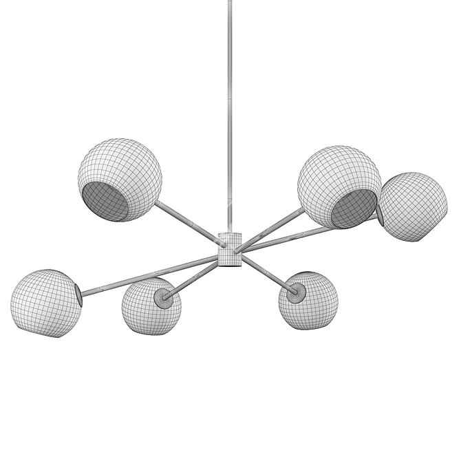 Milk Glass 6-Light Chandelier 3D model image 1