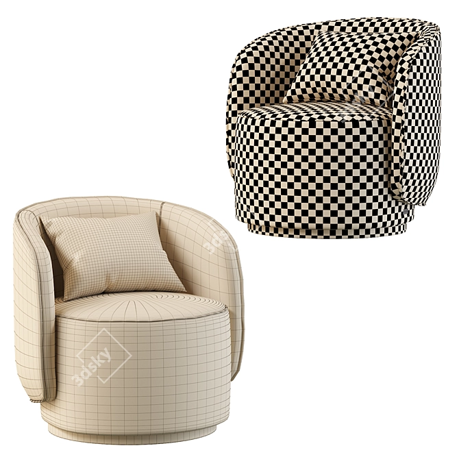 Fendi Casa Annabelle Armchair: Sleek & Elegant 3D model image 5