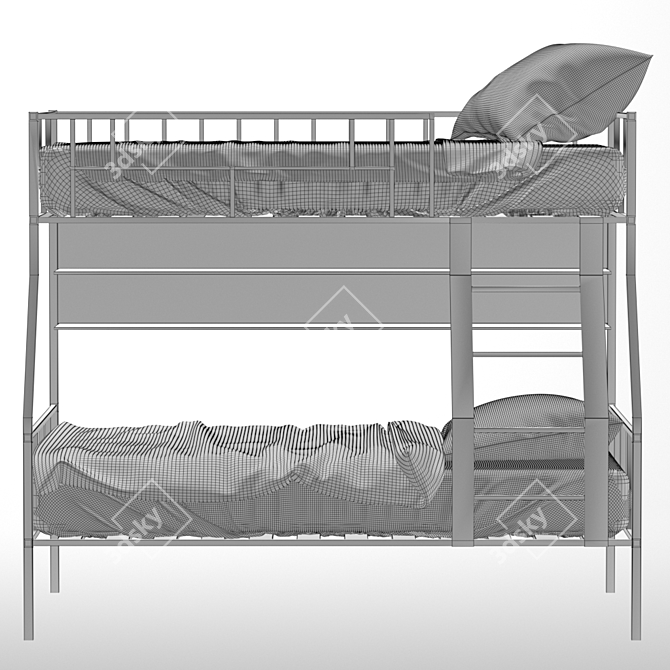 Barcelona Metal Bunk Bed with Shelf 3D model image 3