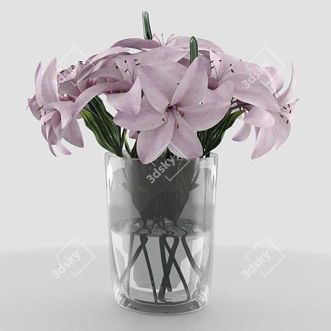 Pink Lily Bouquet - Elegance in Bloom 3D model image 1