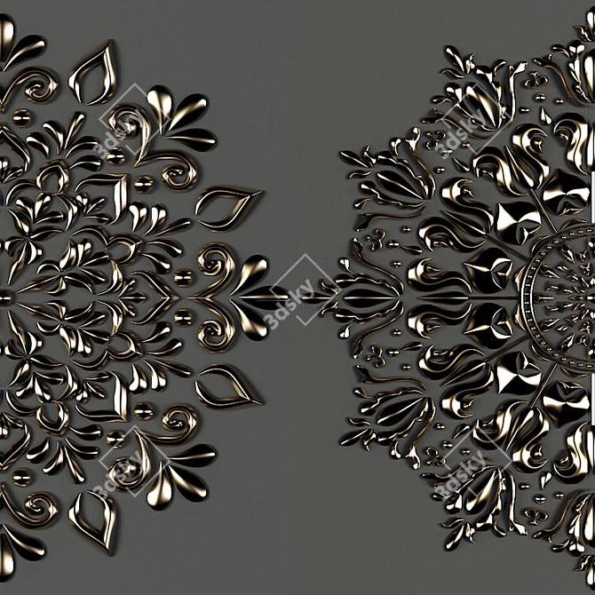 Ornamental Mandala Collection: 5 Exquisite 3D Designs 3D model image 4