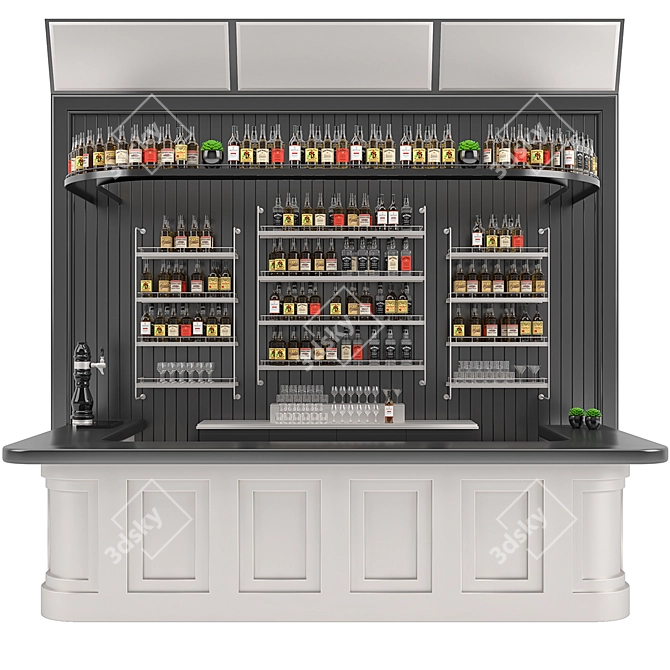 Title: Restaurant Bar Set 01 - Drinks & Shelves 3D model image 1