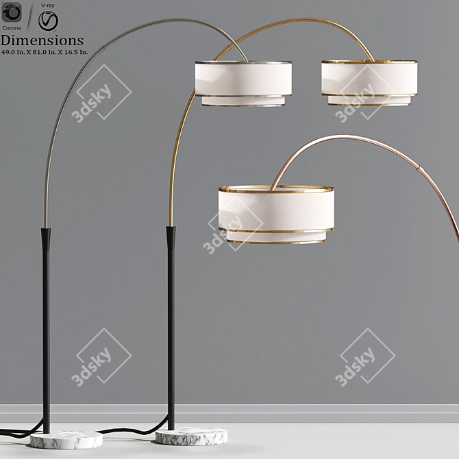 Modern Flam Arch Floor Lamp 3D model image 1