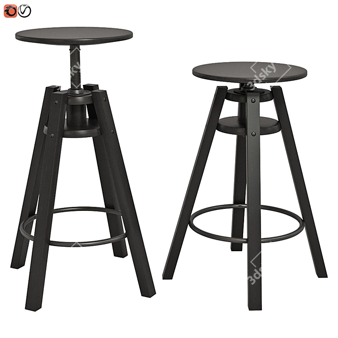 IKEA DALFRED Bar Stool: Sleek and Adjustable 3D model image 1