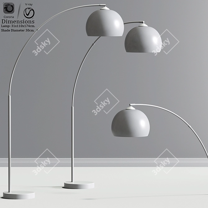 Sleek Arquer Arc Lamp 3D model image 2