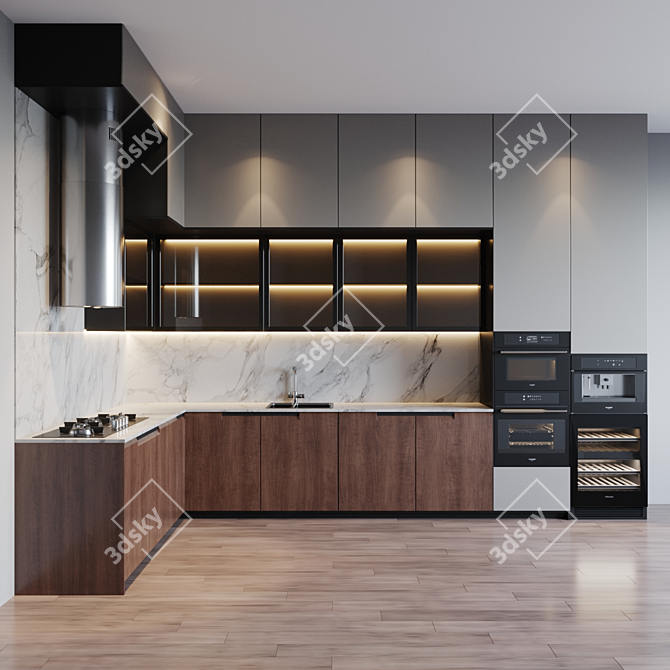 Title: Modern Kitchen Set with Appliances 3D model image 5