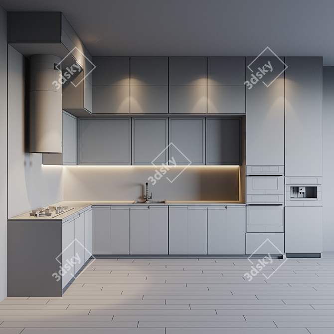 Title: Modern Kitchen Set with Appliances 3D model image 6