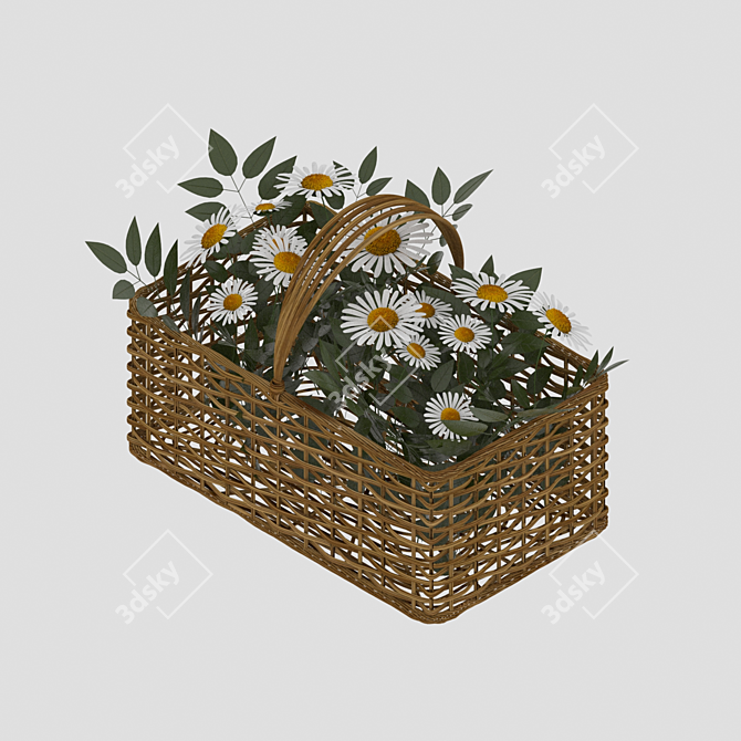 Daisy Bliss Basket: A Delightful Floral Arrangement 3D model image 1