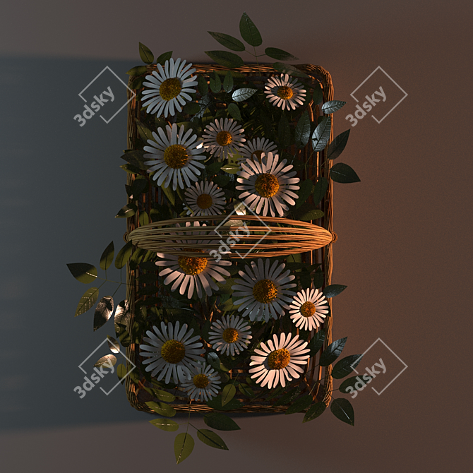 Daisy Bliss Basket: A Delightful Floral Arrangement 3D model image 3