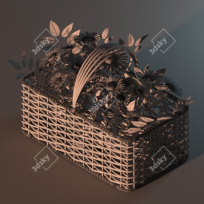 Daisy Bliss Basket: A Delightful Floral Arrangement 3D model image 5