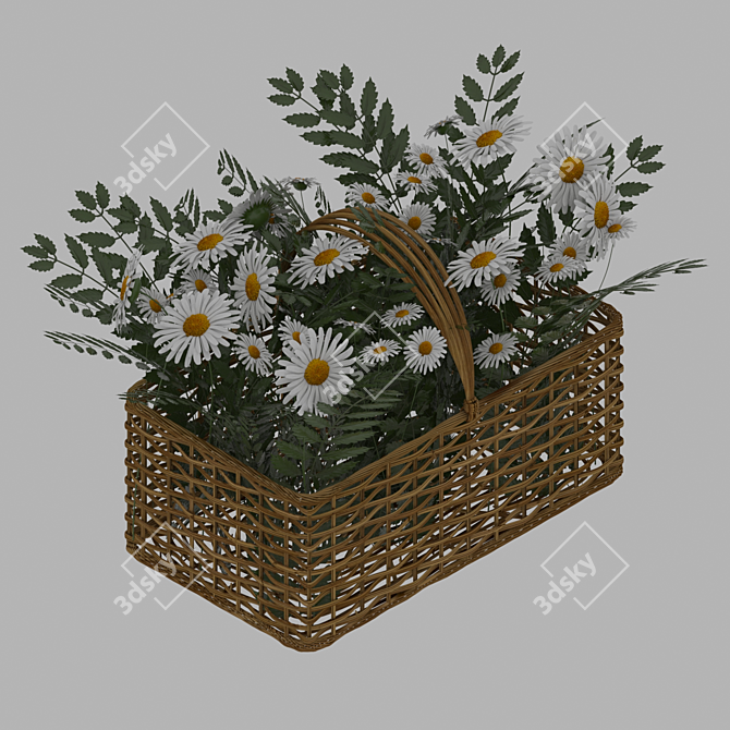 Daisy Bliss Basket: A Delightful Floral Arrangement 3D model image 6