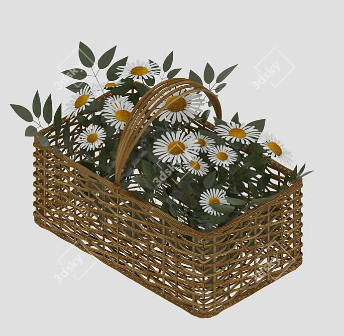 Daisy Bliss Basket: A Delightful Floral Arrangement 3D model image 7