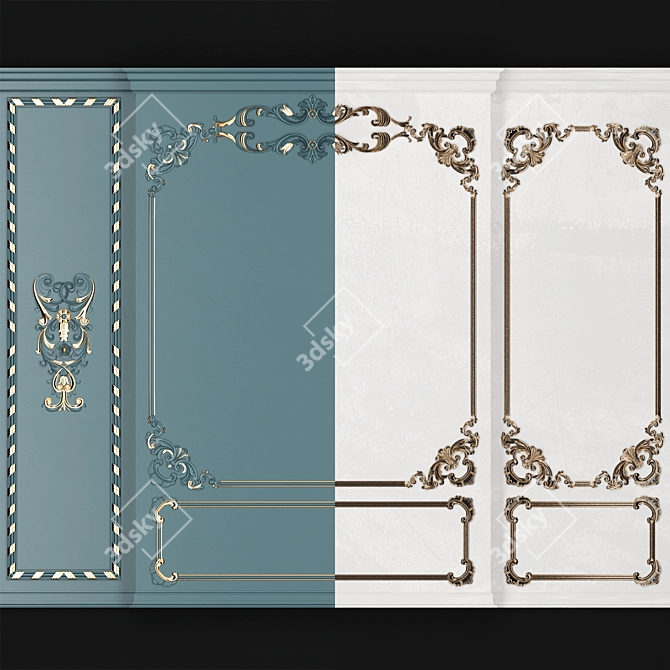 Elegant Plaster Wall Decor 3D model image 2