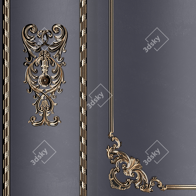 Elegant Plaster Wall Decor 3D model image 3