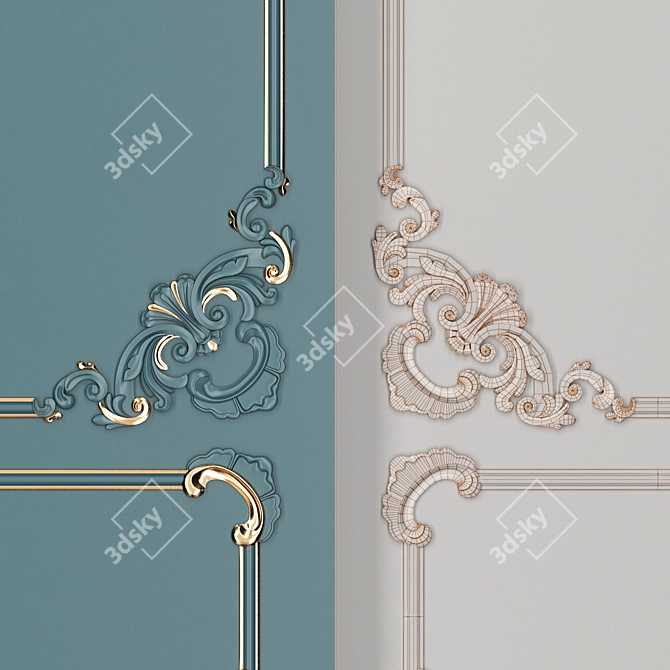 Elegant Plaster Wall Decor 3D model image 5