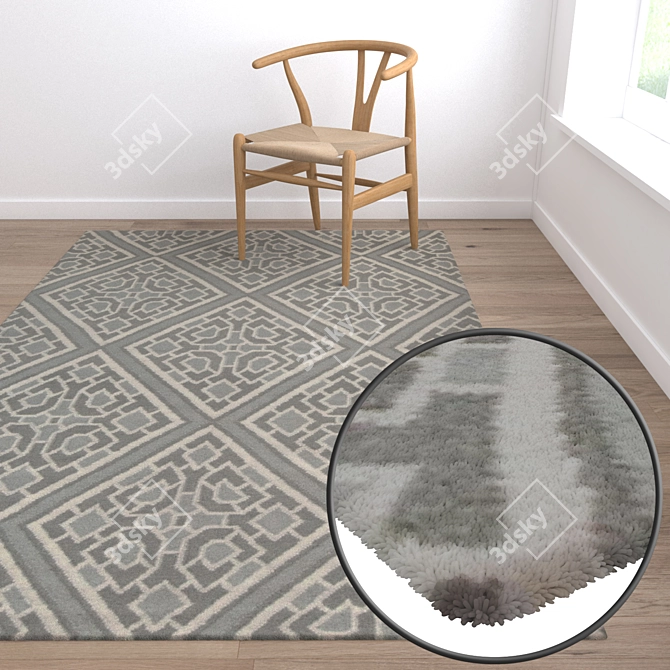 Luxury Carpets Collection: High-Quality Set of 3 Rugs 3D model image 5
