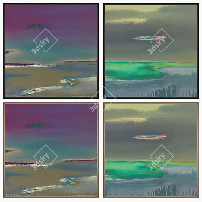 Gallery Art Set: 2 Paintings & 4 Frames 3D model image 2