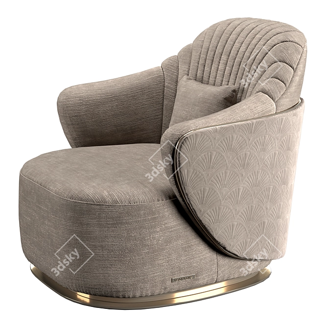 Elegant Adele Armchair: Leather Upholstery & Embroidered Design 3D model image 1