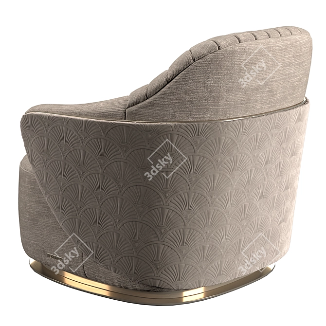 Elegant Adele Armchair: Leather Upholstery & Embroidered Design 3D model image 2