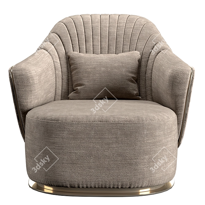 Elegant Adele Armchair: Leather Upholstery & Embroidered Design 3D model image 4