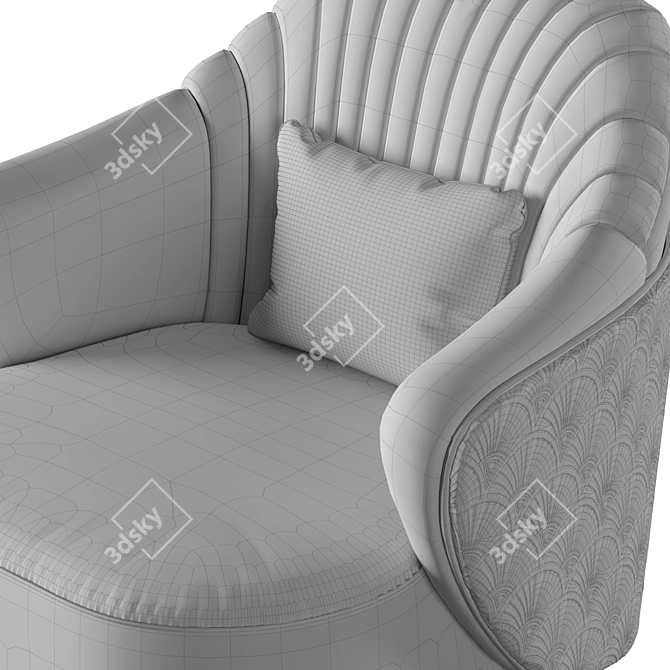 Elegant Adele Armchair: Leather Upholstery & Embroidered Design 3D model image 5