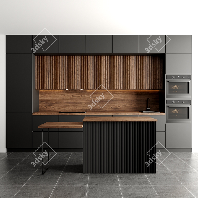 Modern Kitchen Design 3D Model 3D model image 1