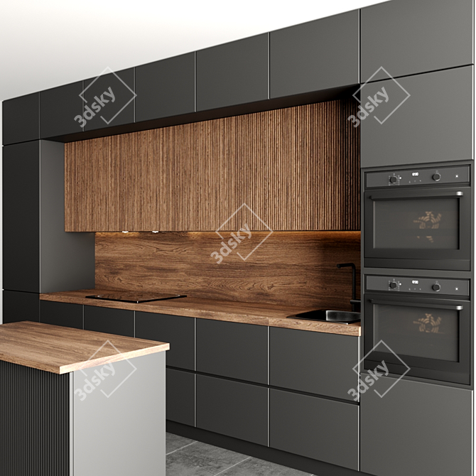 Modern Kitchen Design 3D Model 3D model image 2