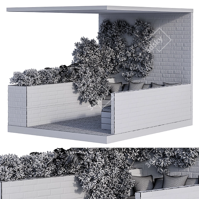 Brick and Wood Rooftop Furniture 3D model image 5