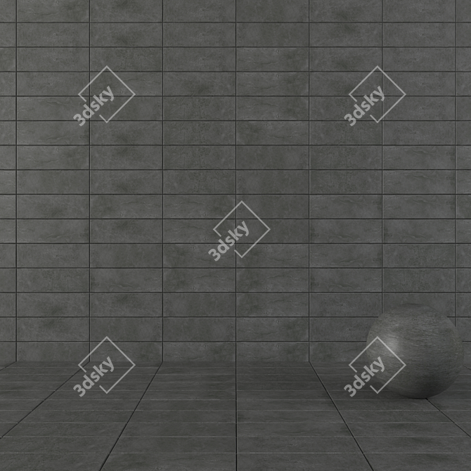 Anthracite Suite: Concrete Wall Tiles 3D model image 1