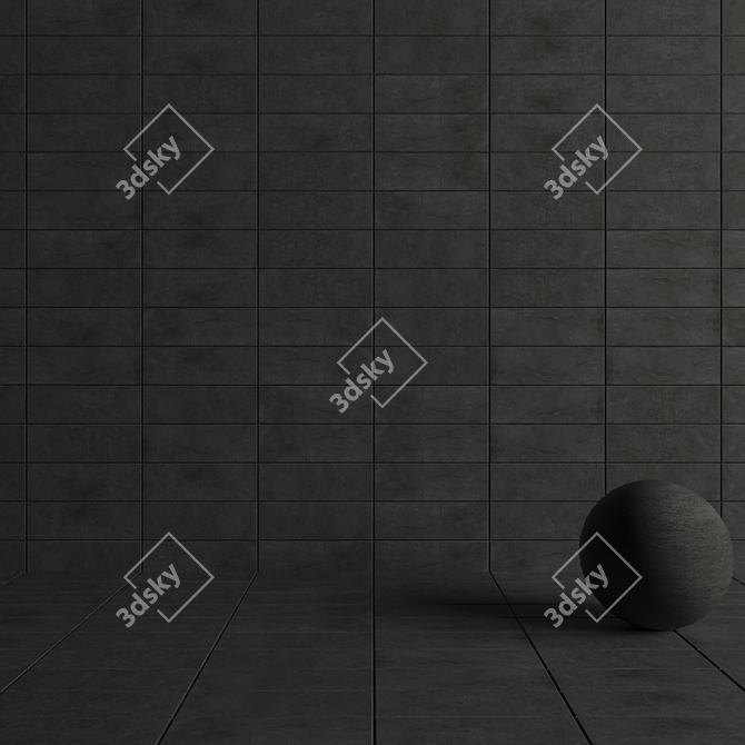 Anthracite Suite: Concrete Wall Tiles 3D model image 4