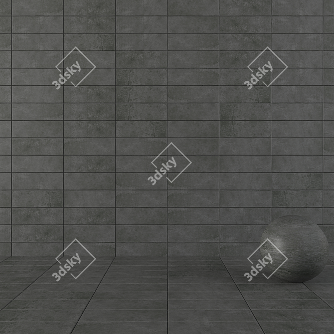 Concrete Suite Anthracite Wall Tiles 3D model image 1