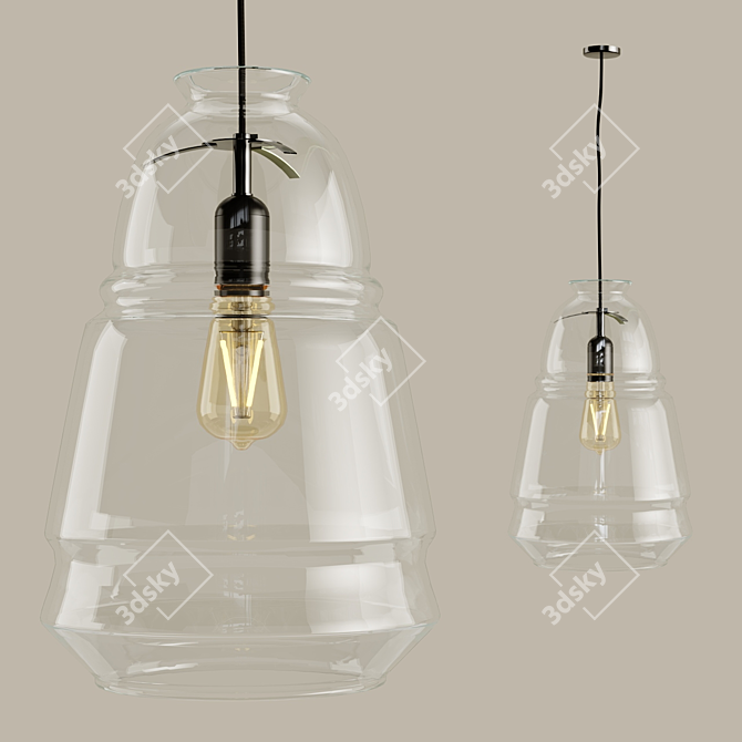 Elegant Glass Ceiling Lamps 3D model image 2