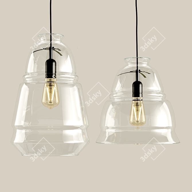 Elegant Glass Ceiling Lamps 3D model image 8