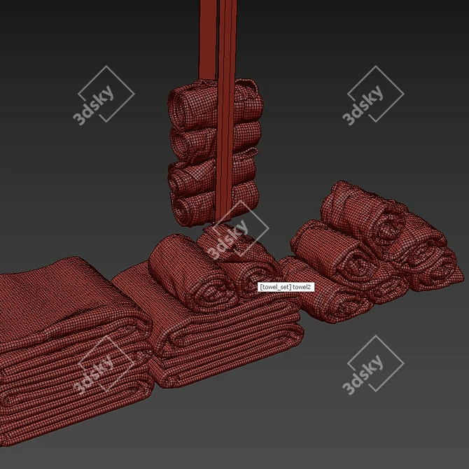 Modern Towel Set with Sleek Holder 3D model image 4