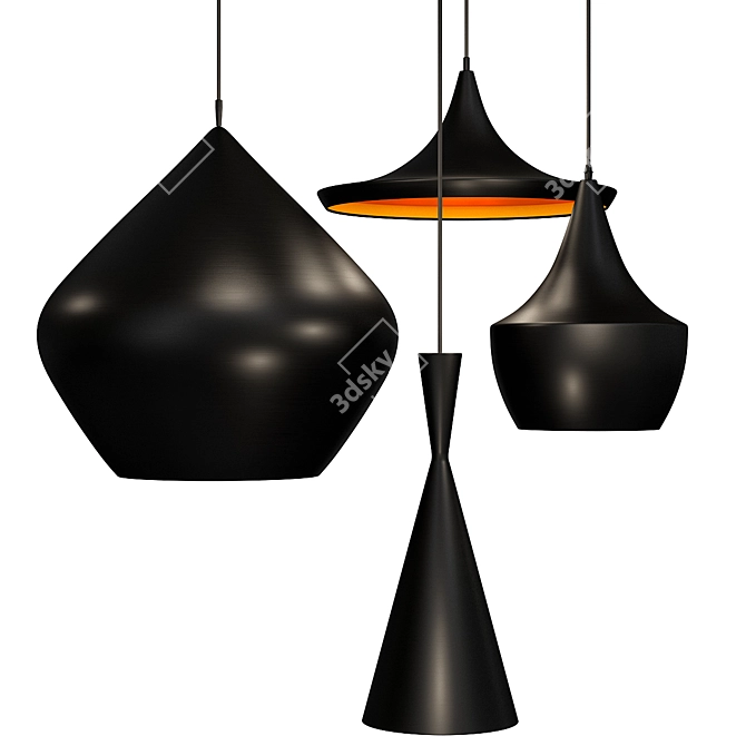 Tom Dixon Black & Copper Pendant 3D model image 1