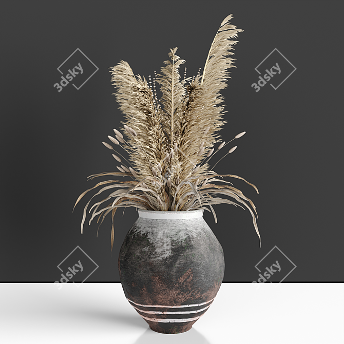 Vintage Vase with Dry Plants 3D model image 10