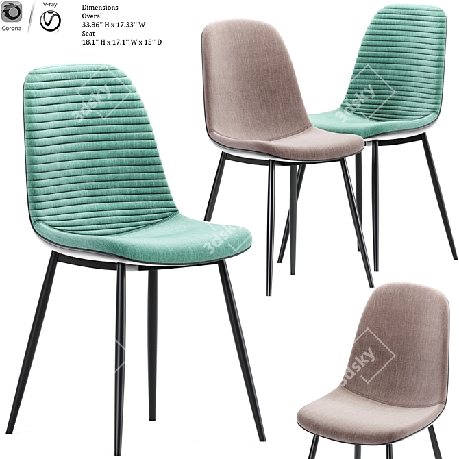 Elegant Eckard Upholstered Chair 3D model image 1