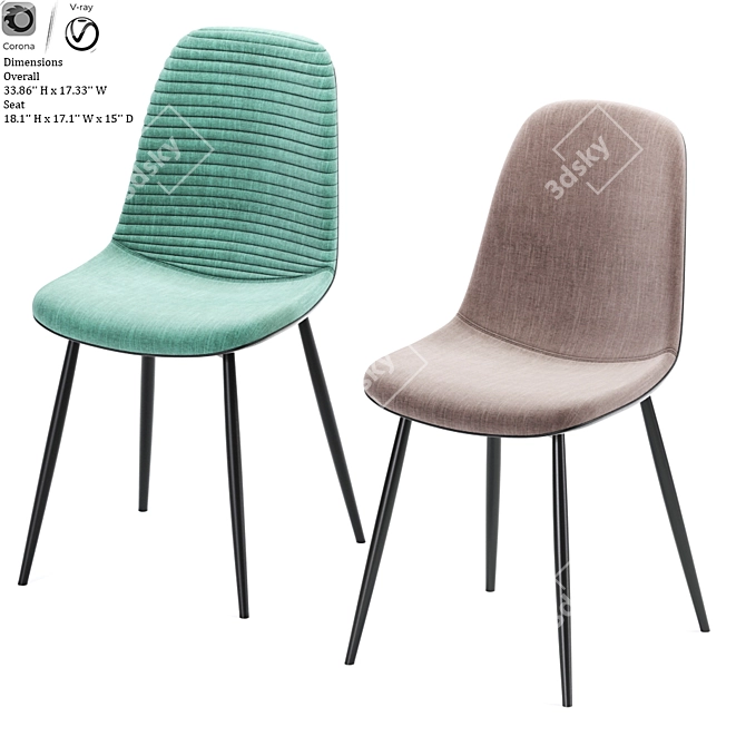 Elegant Eckard Upholstered Chair 3D model image 2