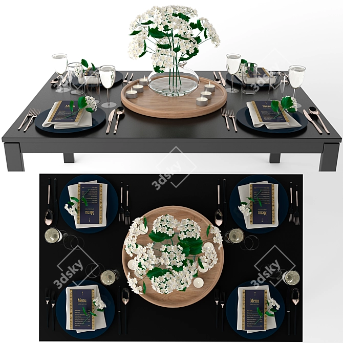 Modern Table Setting 3D model image 1