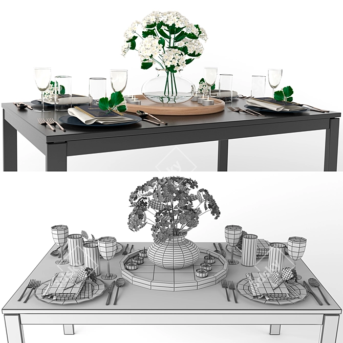 Modern Table Setting 3D model image 2