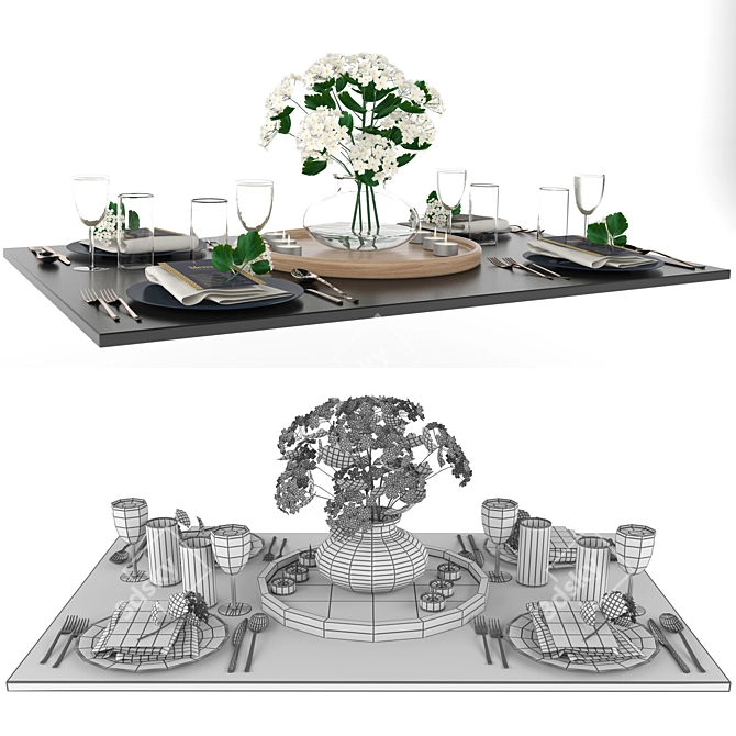 Modern Table Setting 3D model image 4